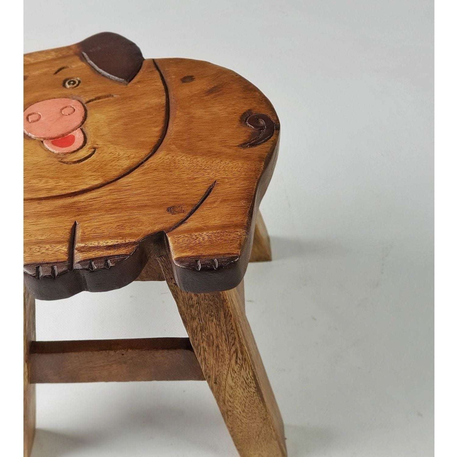 Kids Wooden Stool Pig