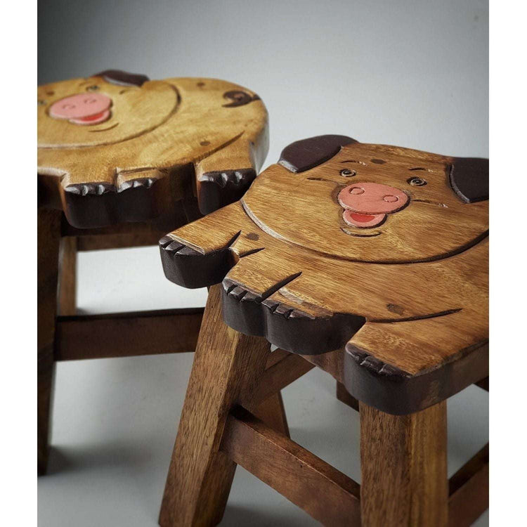 Kids Wooden Stool Pig