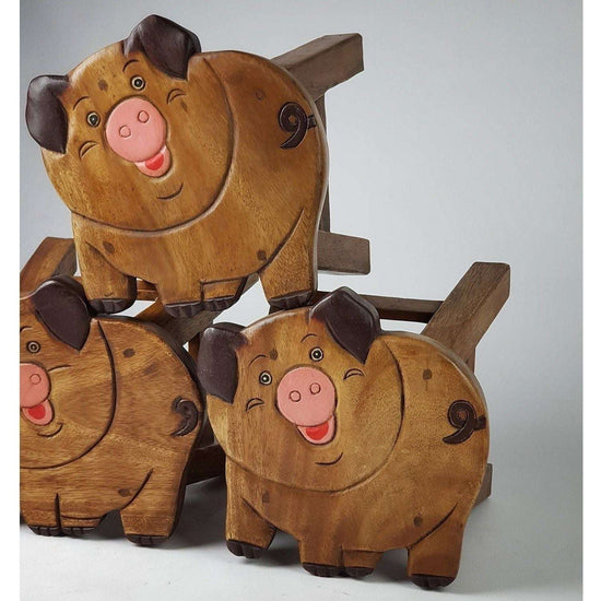 Kids Wooden Stool Pig