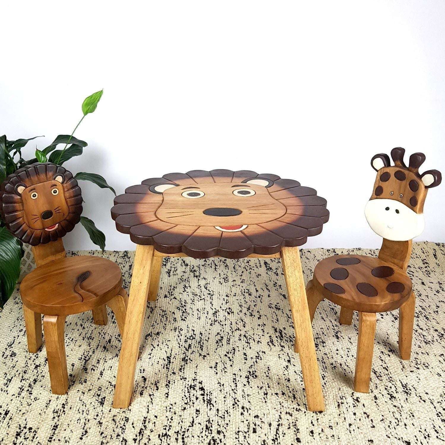 Kids Wooden Table Lion