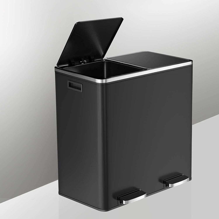 Kitchen Dual Recycling Bin 30L, Black - Magdasmall