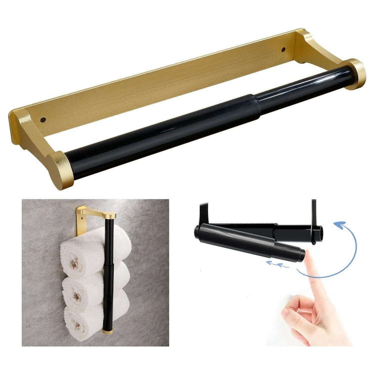 Kitchen Paper Holder Under Cabinet Screw Wall Mount Adhesive Paper Towel Holder Rectangle Gold