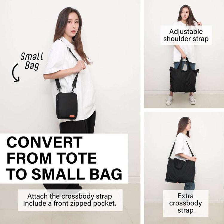 KOELE Black Shopper Bag Tote Bag Foldable Travel Laptop Grocery KO-DUAL - Magdasmall