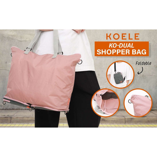 KOELE Pink Shopper Bag Tote Bag Foldable Travel Laptop Grocery KO-DUAL