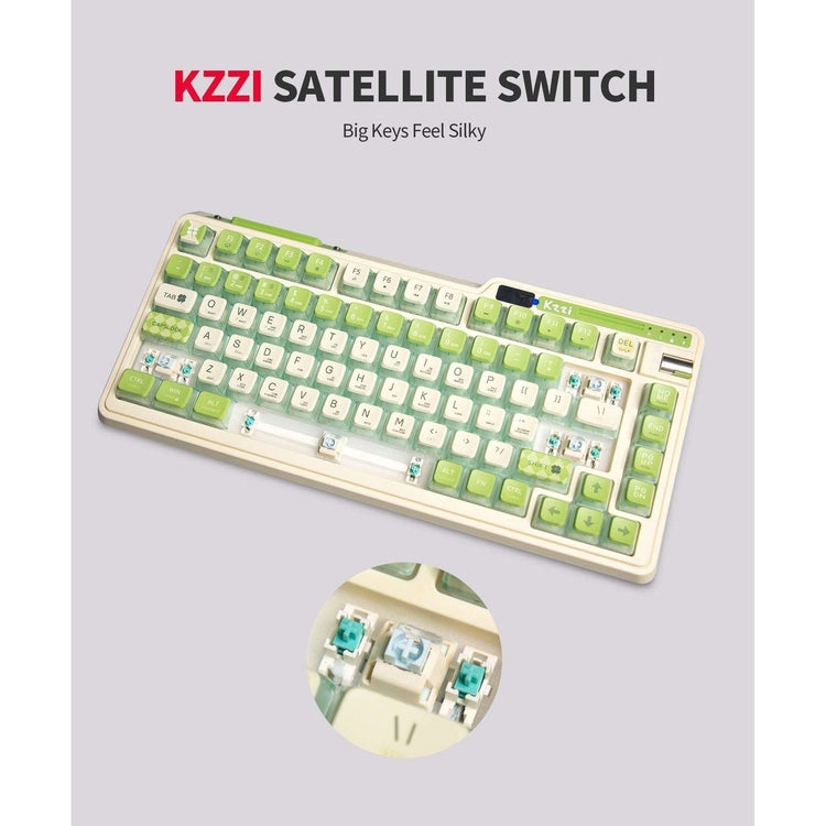 KZZI K75 PRO RGB 75% Wireless Gasket Mechanical Lemon Green Keyboard, Triple Mode, Eternity Tactile Switch