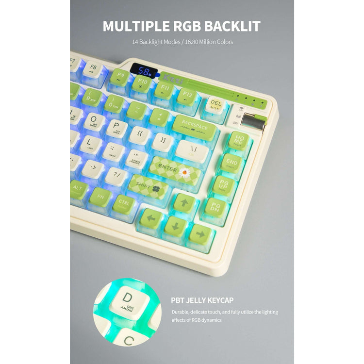 KZZI K75 PRO RGB 75% Wireless Gasket Mechanical Lemon Green Keyboard, Triple Mode, Eternity Tactile Switch