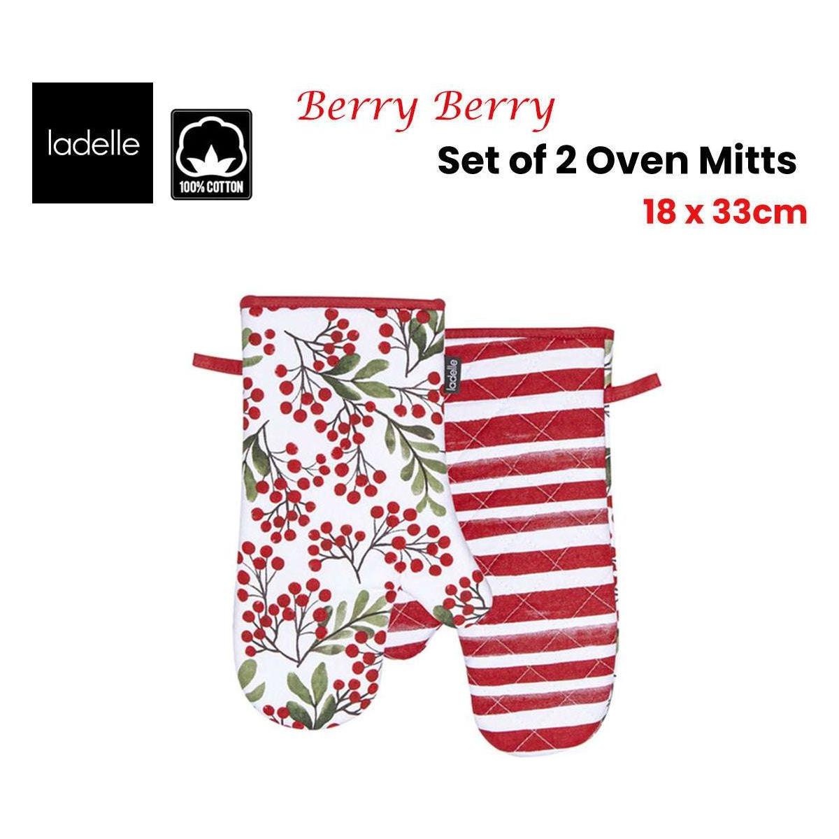 Ladelle Berry Berry Christmas Set of 2 Oven Mitts 18 x 33 cm - Magdasmall