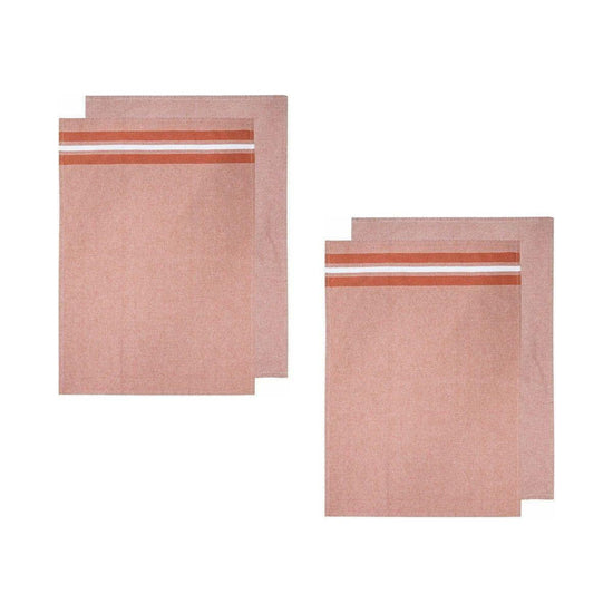 Ladelle Culinary Terracotta Cotton Set of 4 Jumbo Kitchen Towels 60 x 80 cm