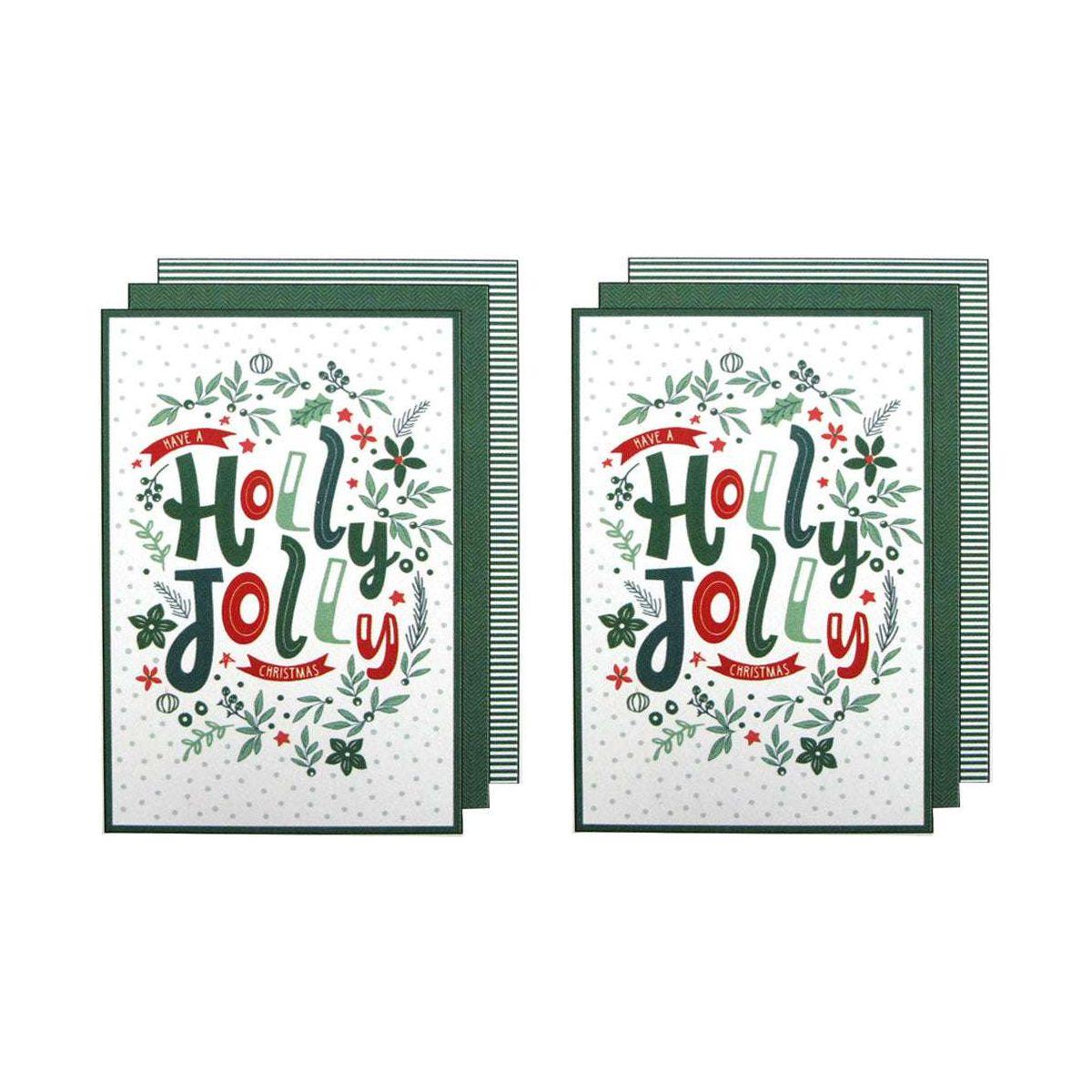 Ladelle Joyful Jolly Christmas Set of 6 Cotton Kitchen Towels Green - Magdasmall