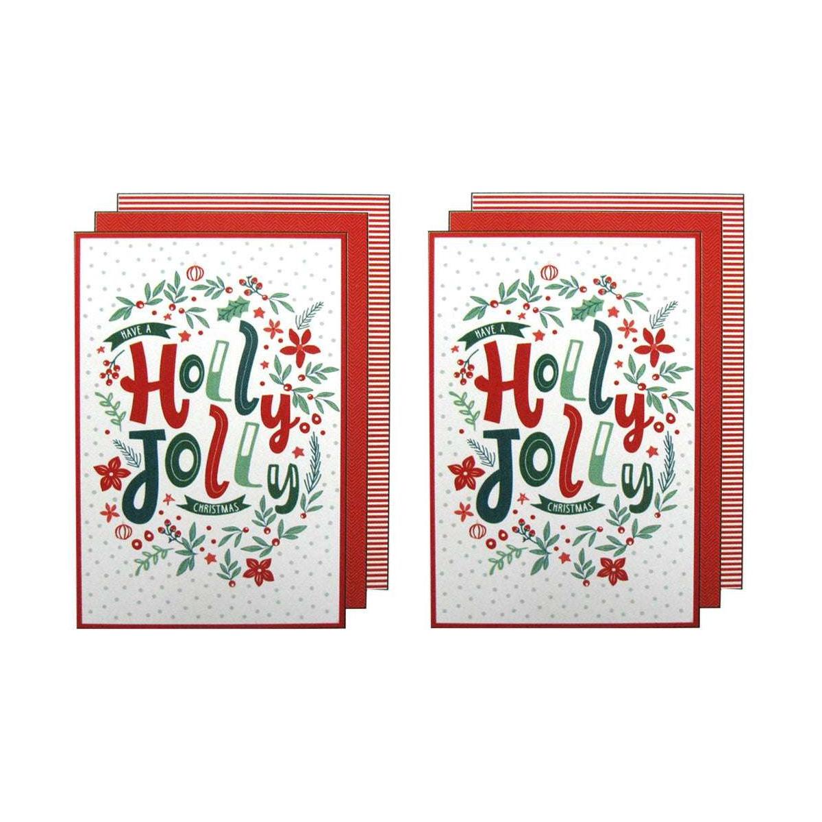 Ladelle Joyful Jolly Christmas Set of 6 Cotton Kitchen Towels Red - Magdasmall