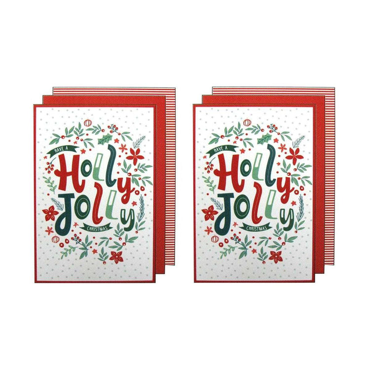 Ladelle Joyful Jolly Christmas Set of 6 Cotton Kitchen Towels Red - Magdasmall