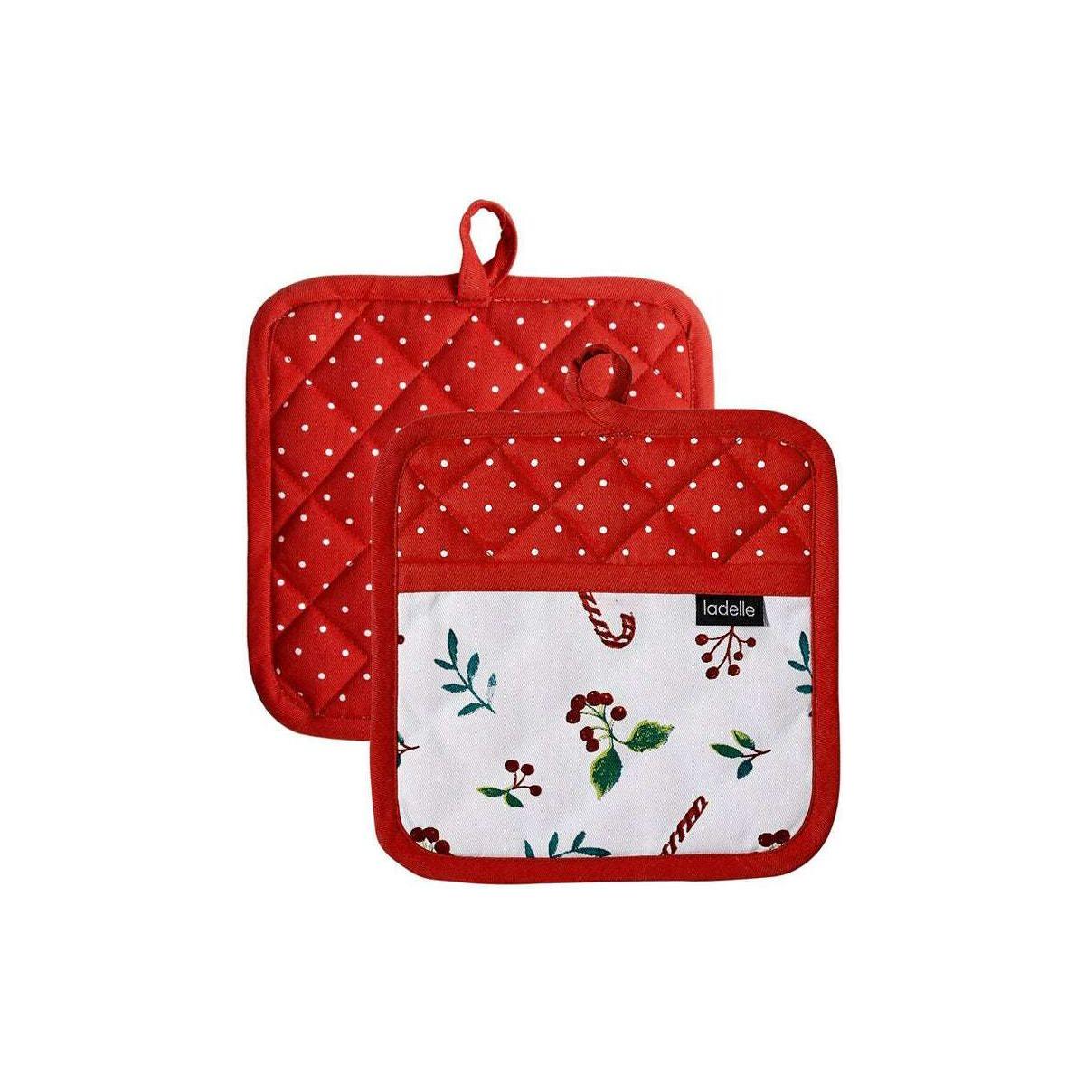 Ladelle Joyful Red Set of 2 Pot Holders 21 x 21 cm - Magdasmall