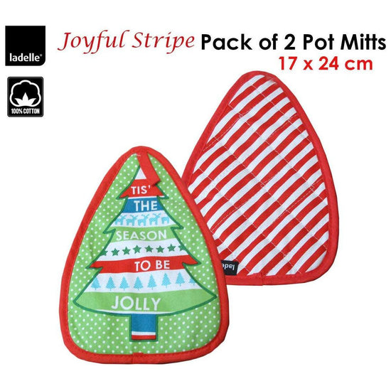 Ladelle Joyful Stripe Red Set of 2 Pot Mitts 17 x 24 cm - Magdasmall