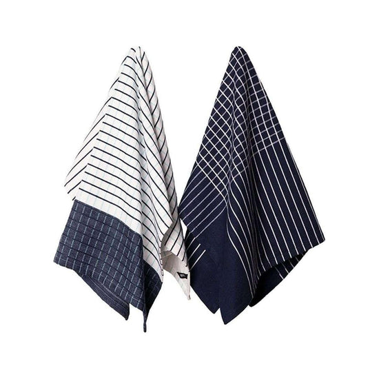 Ladelle Kyrie Cotton Set of 2 Jumbo Kitchen Towels 60 x 80 cm Navy