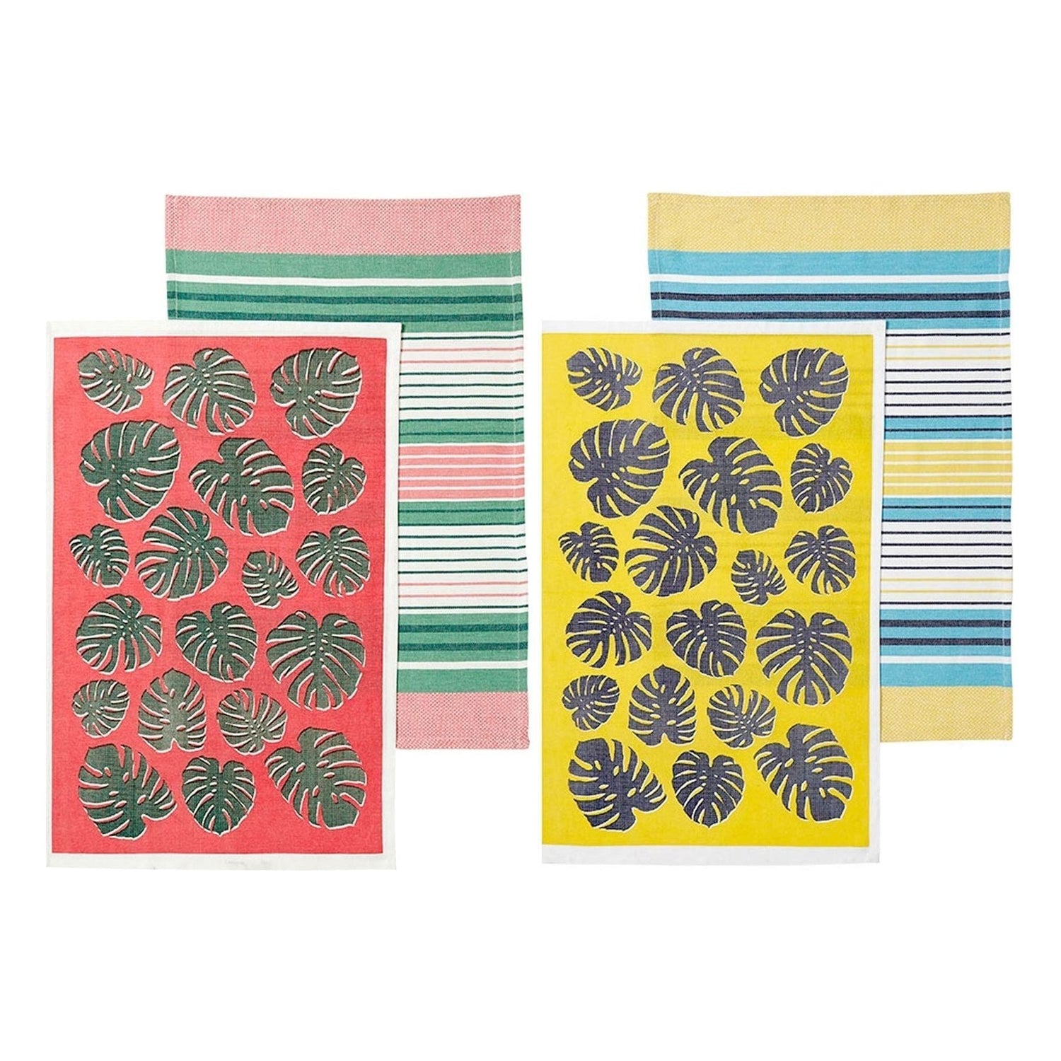 Ladelle Set of 4 Bahamas Kitchen / Cleaning 100% Cotton Tea Towels Mix