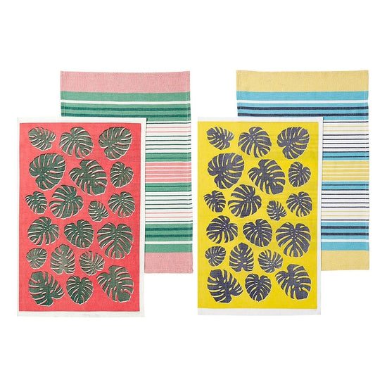 Ladelle Set of 4 Bahamas Kitchen / Cleaning 100% Cotton Tea Towels Mix