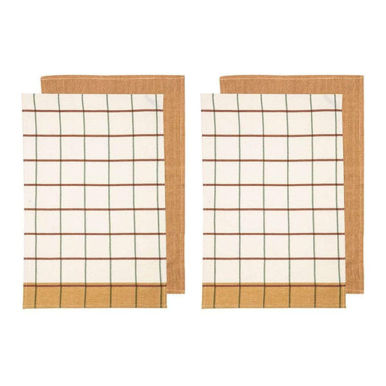 Ladelle Set of 4 Retreat Cotton Kitchen Tea Towels 50 x 70 cm Mustard