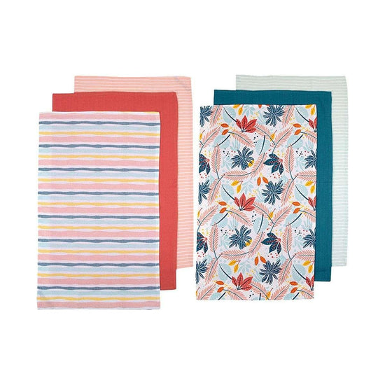 Ladelle Set of 6 Zest Bright Cotton Kitchen Tea Towels 50 x 70 cm Mix