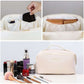 Large Travel Cosmetic Bag Portable Make up Makeup Bag Waterproof PU Leather Storage White