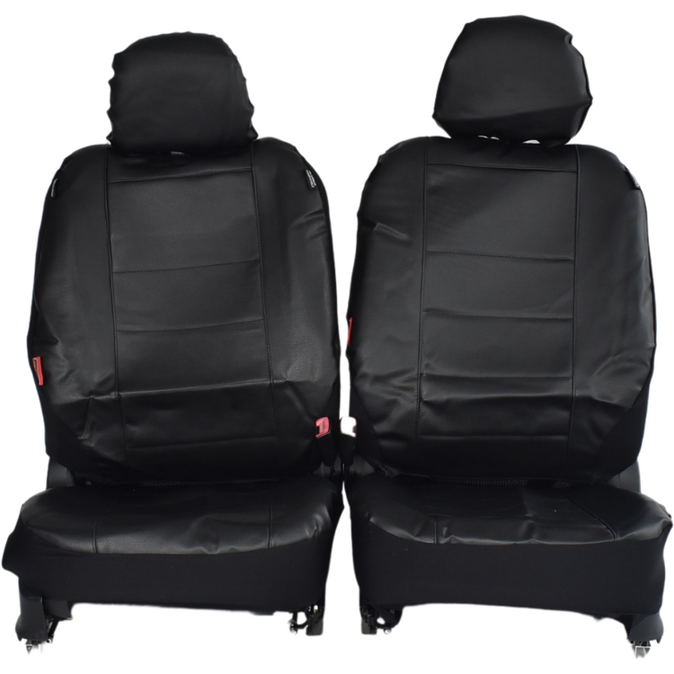 Leather Look Car Seat Covers For Nissan Frontier Dual Cab 1997-2020 | Black - Magdasmall