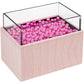 Leather Makeup Brush Cosmetic Organiser Storage Box with Pink Pearls and Acrylic Cover (Pink)