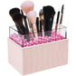 Leather Makeup Brush Cosmetic Organiser Storage Box with Pink Pearls and Acrylic Cover (Pink)