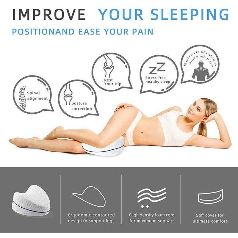 Leg Knee Support Pillow, Orthopedic Memory Foam Wedge Contour Pillow for Thighs, Leg Pillow for Back Hip Legs Knee Support Wedge and Pressure Relief, Washable Cover