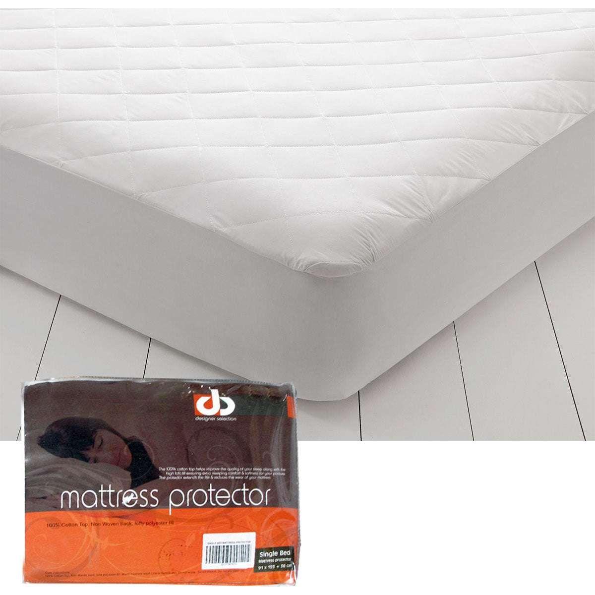 Lightly Quilted Cotton Top Mattress Protector Single - Magdasmall