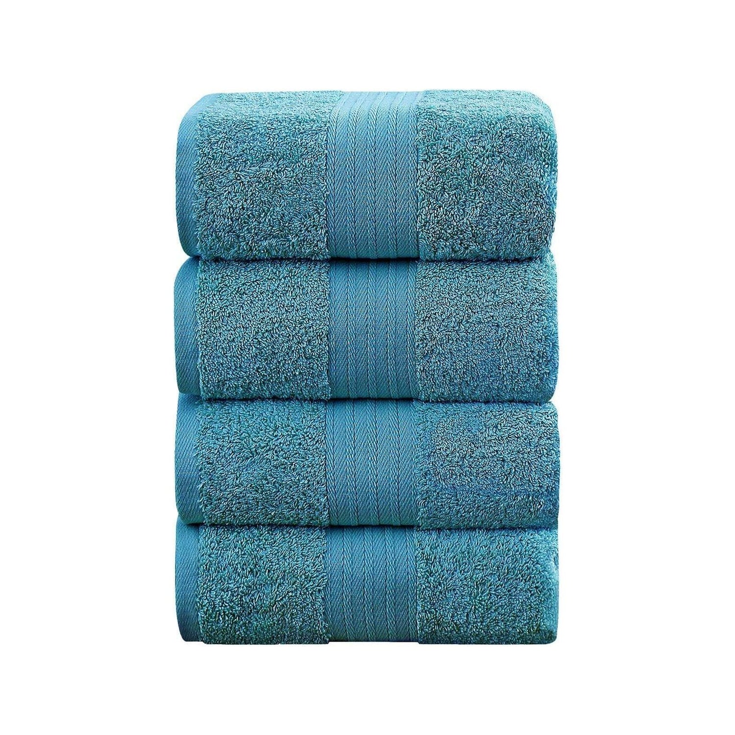 Linenland 4 Piece Cotton Bath Towels Set - Blue