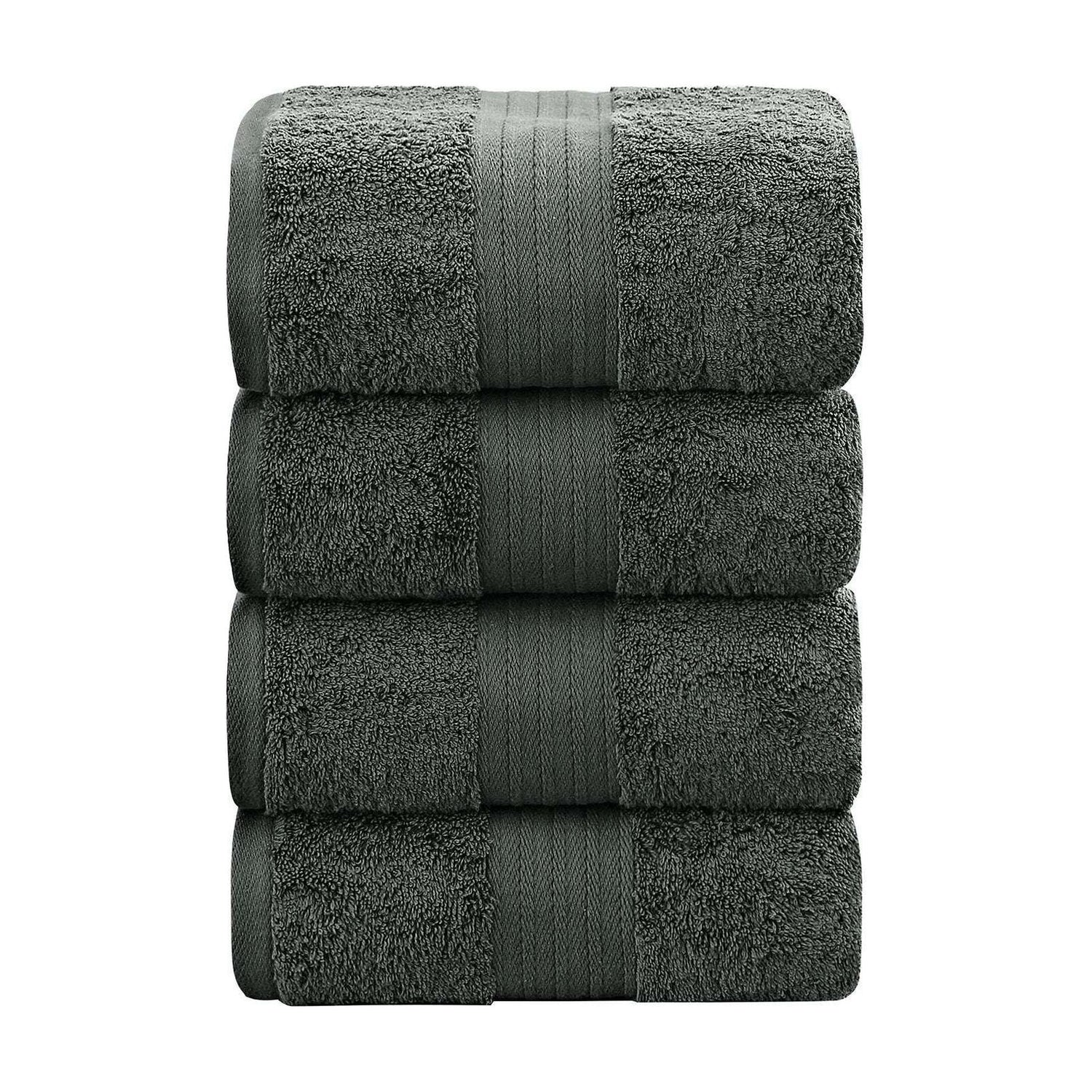 Linenland 4 Piece Cotton Bath Towels Set - Charcoal