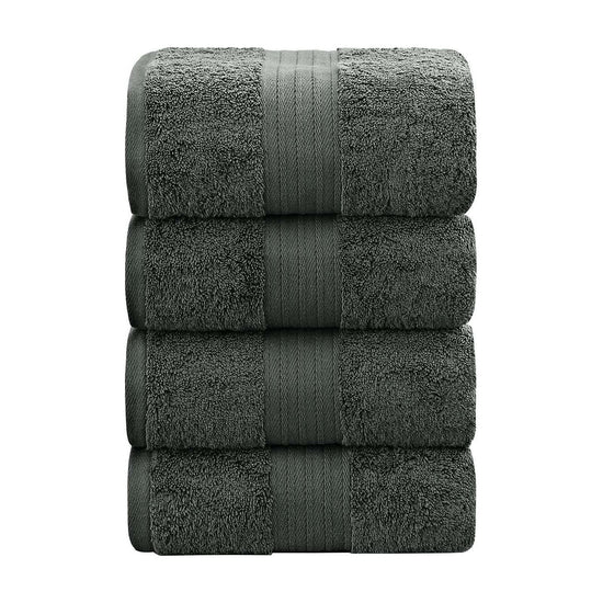 Linenland 4 Piece Cotton Bath Towels Set - Charcoal