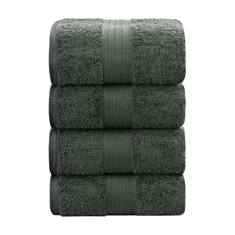 Linenland 4 Piece Cotton Bath Towels Set - Charcoal