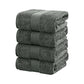 Linenland 4 Piece Cotton Bath Towels Set - Charcoal