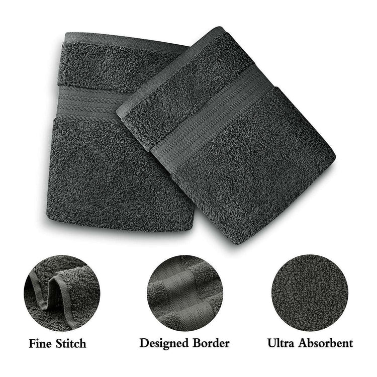 Linenland 4 Piece Cotton Bath Towels Set - Charcoal