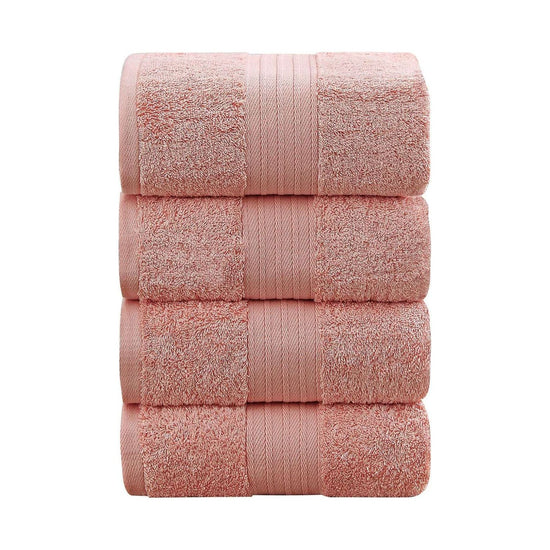 Linenland 4 Piece Cotton Bath Towels Set - Coral