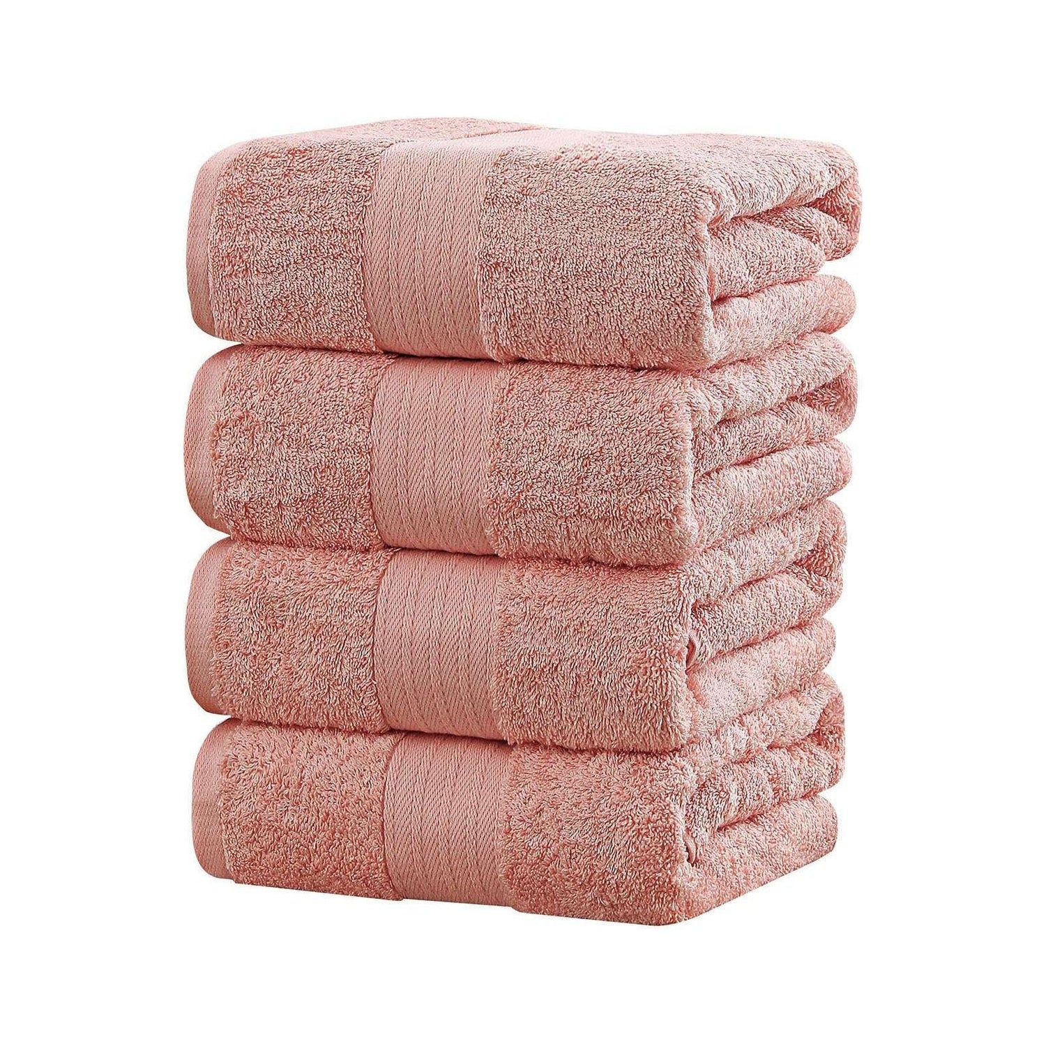 Linenland 4 Piece Cotton Bath Towels Set - Coral