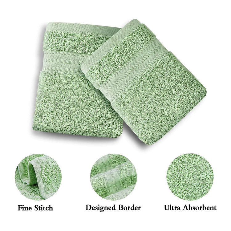 Linenland Bath Towel 4 Piece Cotton Hand Towels Set - Sage Green