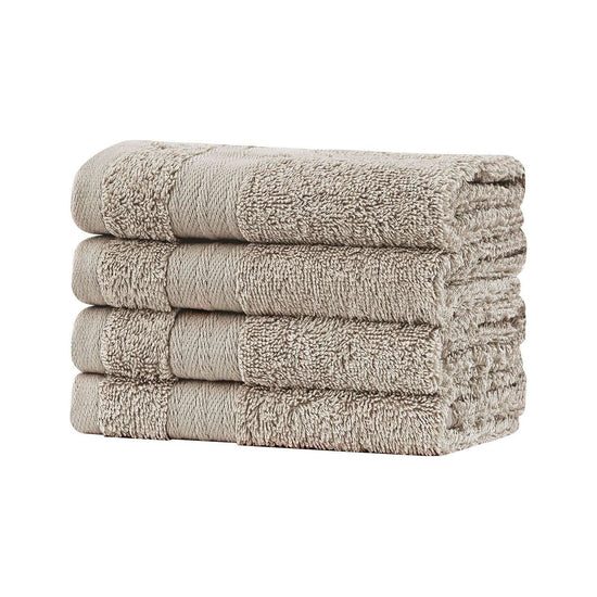 Linenland Bath Towel Set - 4 Piece Cotton Washcloths - Sandstone - Magdasmall