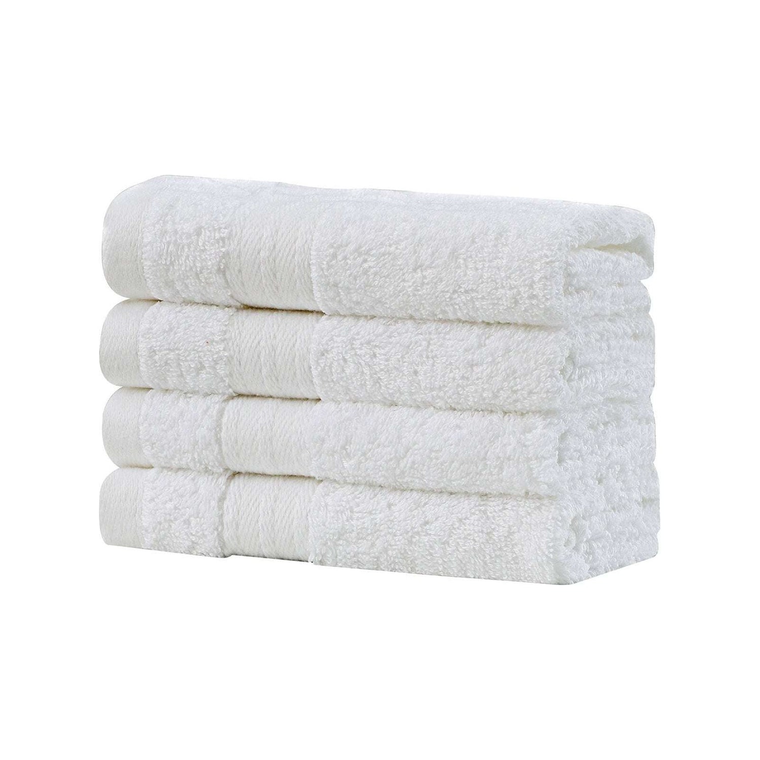 Linenland Bath Towel Set - 4 Piece Cotton Washcloths - White