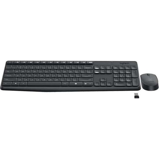 Logitech Wireless Keyboard &amp Mouse Combo, MK235, Black, USB Receiver, Full Size.