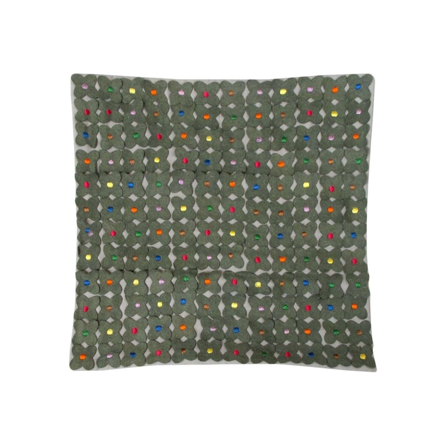 Lora Applicate Flowers Grey Cushion Cover - Magdasmall