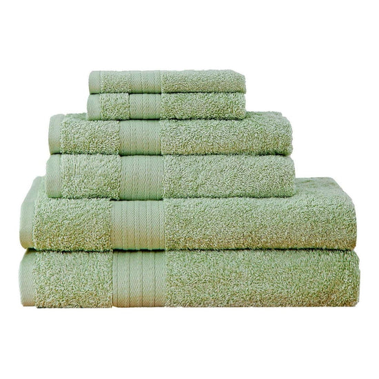 Luxury 6 Piece Soft and Absorbent Cotton Bath Towel Set - Sage Green - Magdasmall