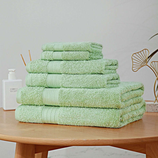 Luxury 6 Piece Soft and Absorbent Cotton Bath Towel Set - Sage Green - Magdasmall