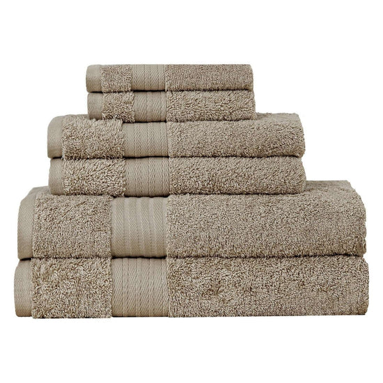 Luxury 6 Piece Soft and Absorbent Cotton Bath Towel Set - Sandstone - Magdasmall