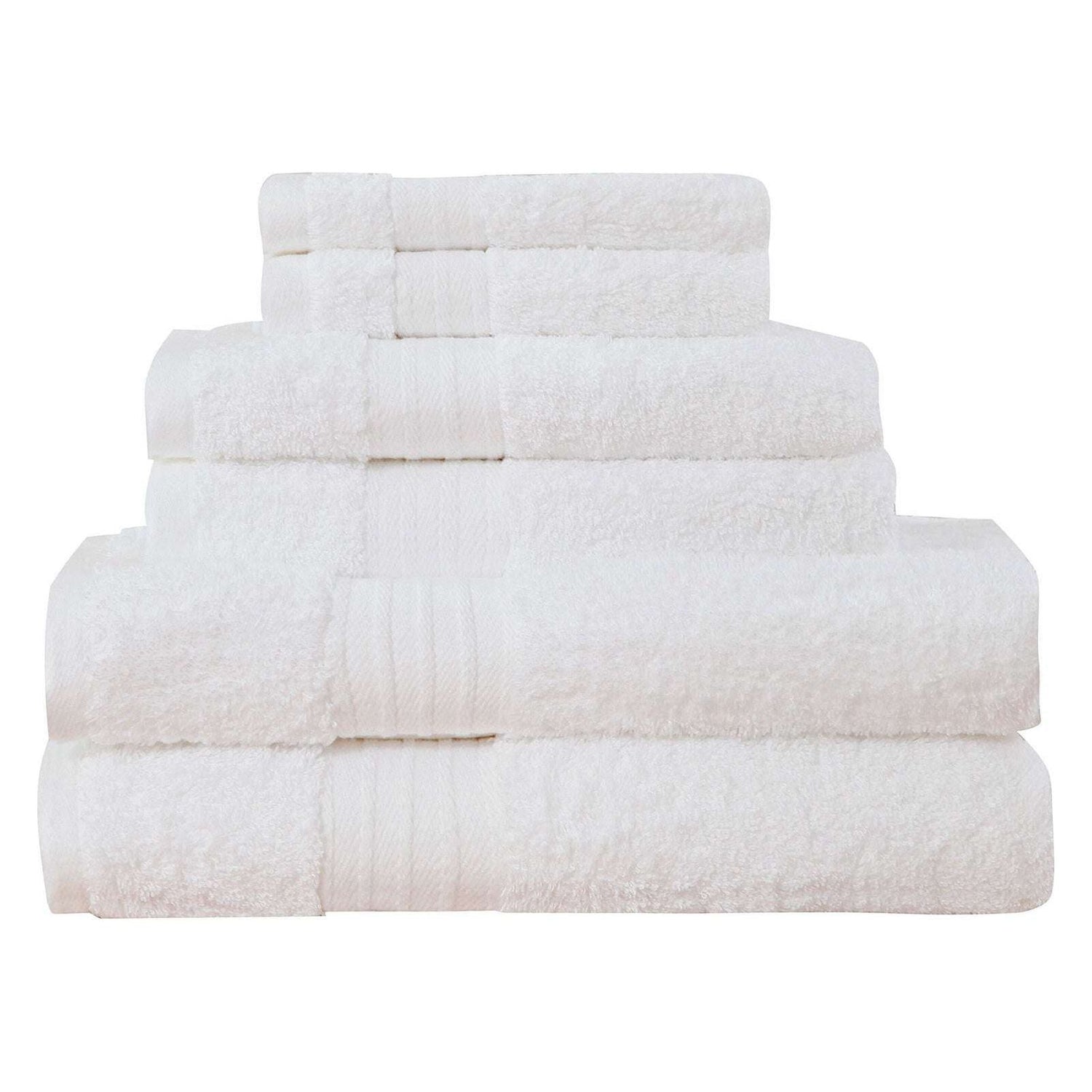 Luxury 6 Piece Soft and Absorbent Cotton Bath Towel Set - White - Magdasmall