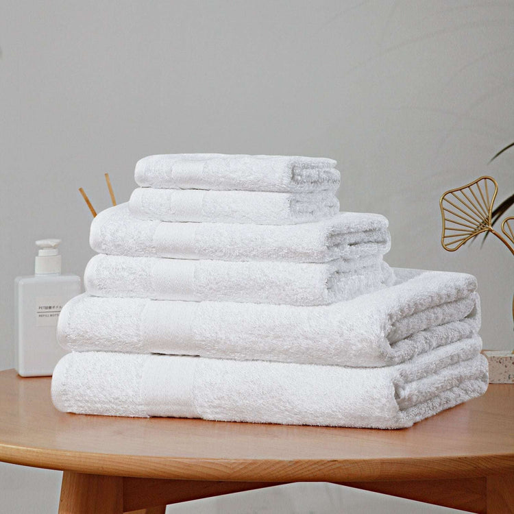 Luxury 6 Piece Soft and Absorbent Cotton Bath Towel Set - White - Magdasmall