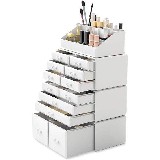 Makeup Cosmetic Organizer Storage with 12 Drawers Display Boxes (White)