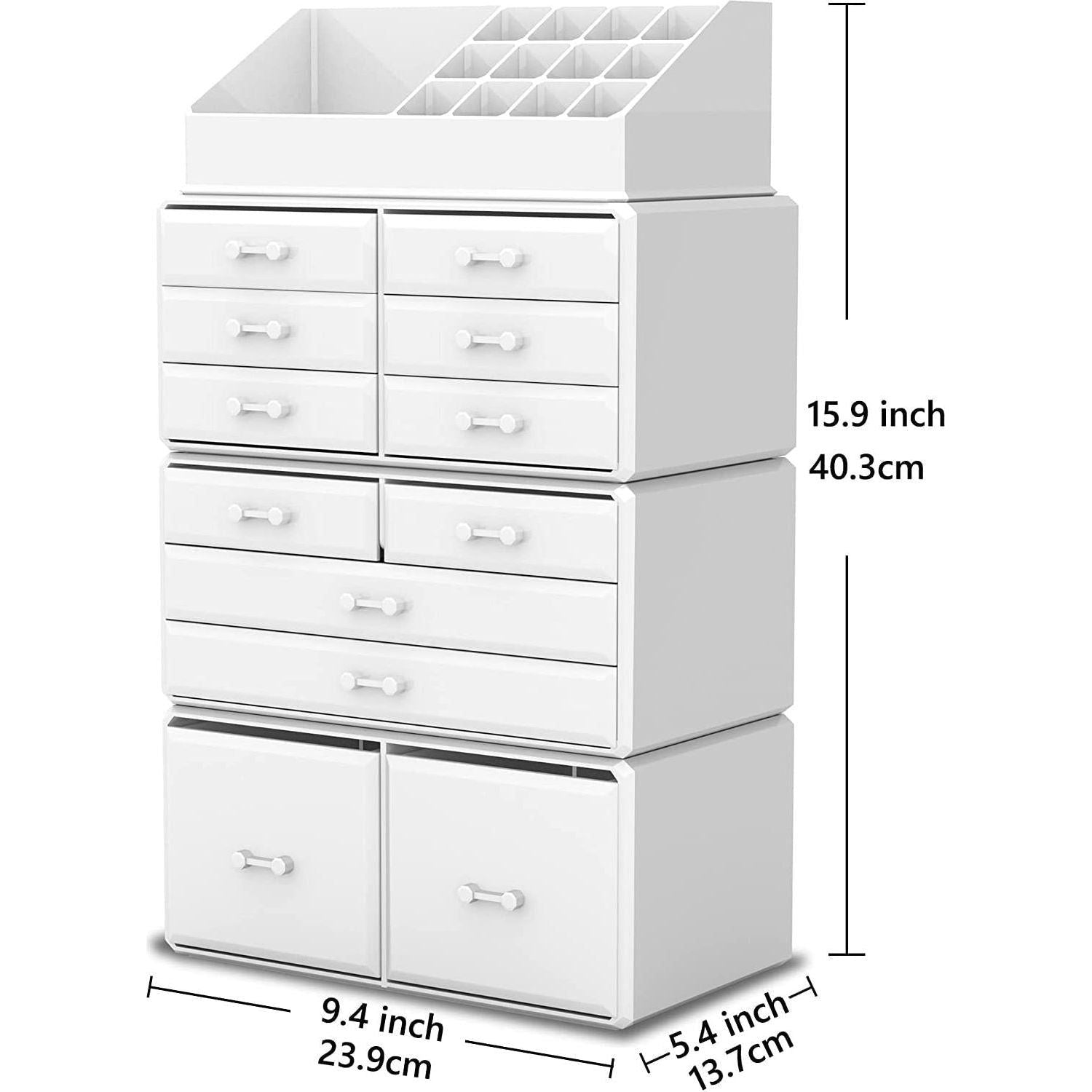 Makeup Cosmetic Organizer Storage with 12 Drawers Display Boxes (White)