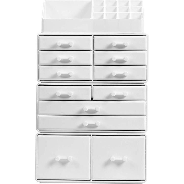 Makeup Cosmetic Organizer Storage with 12 Drawers Display Boxes (White)