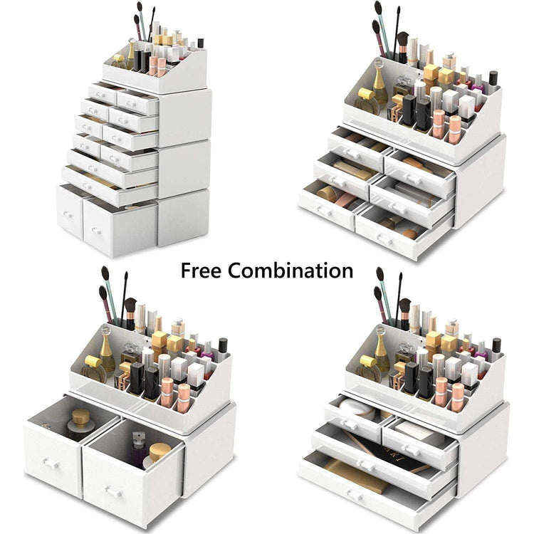 Makeup Cosmetic Organizer Storage with 12 Drawers Display Boxes (White)